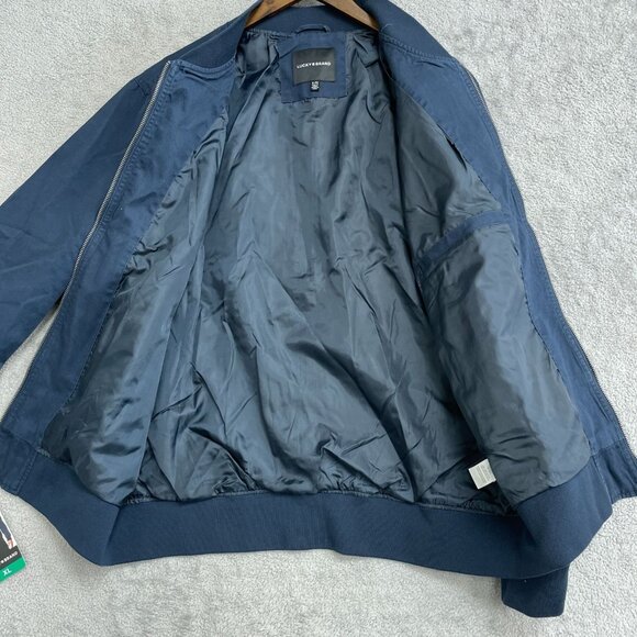 NEW Lucky Brand Men's XL Navy Blue Bomber Jacket Polyester Lightweight Full Zip - Picture 10 of 11